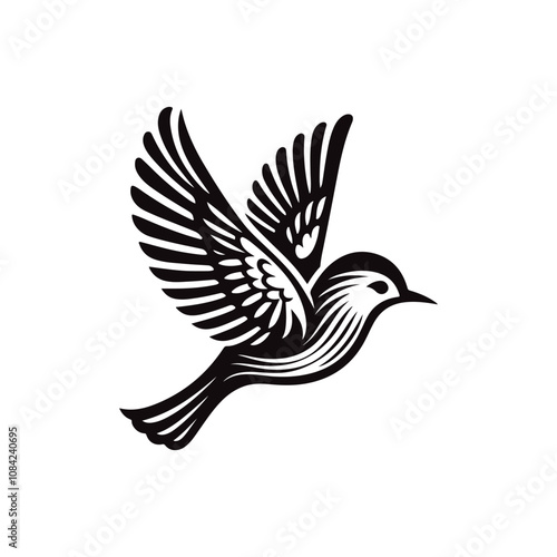 Bird Silhouette, logo on white background. photo