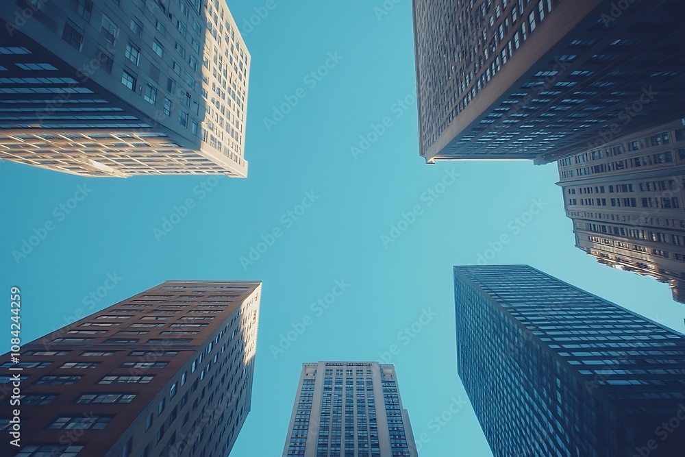 Fototapeta premium Modern Architecture Minimalist Cityscape - Upward View