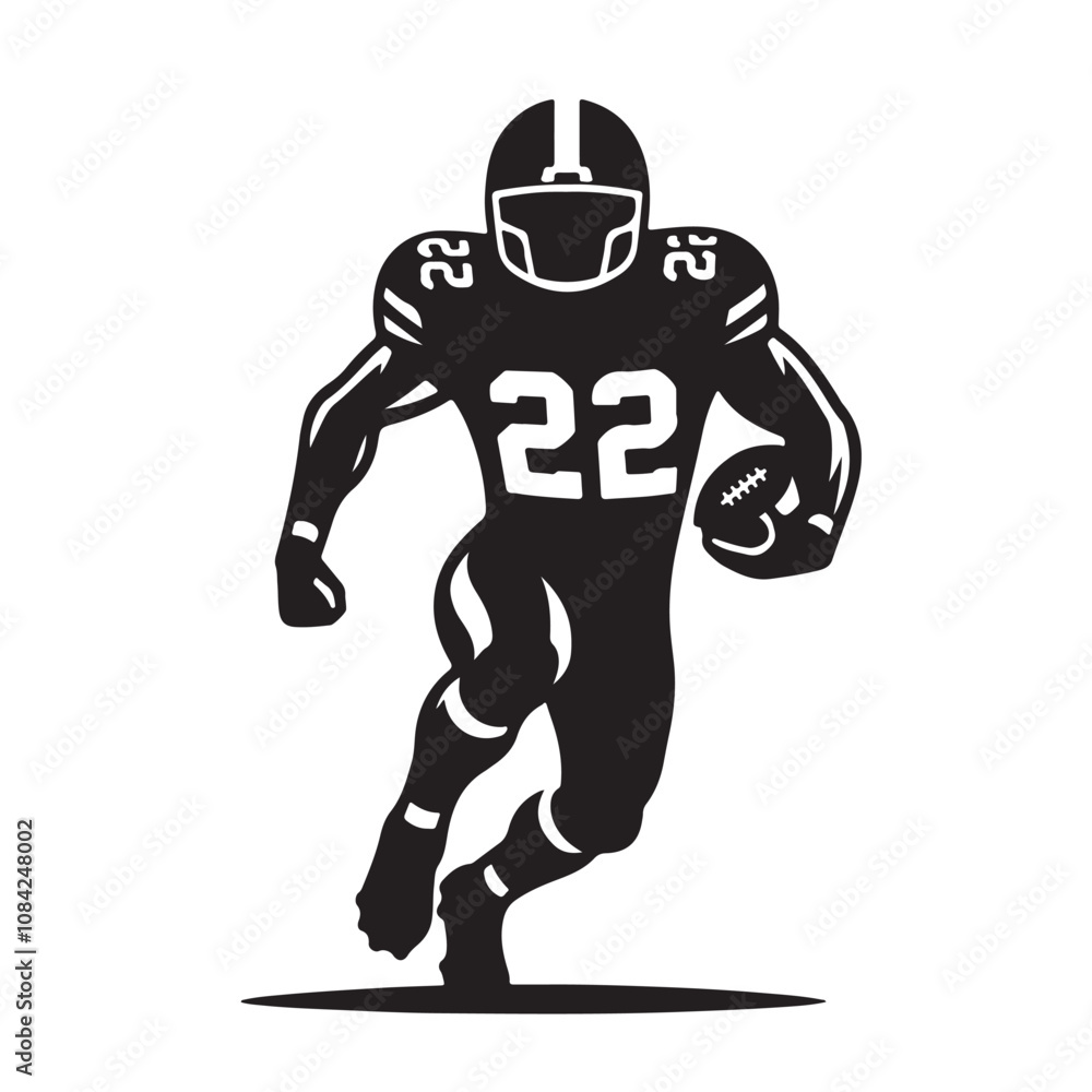 Fototapeta premium American football player silhouette vector. NFL player vector design. American football player logo, icon.