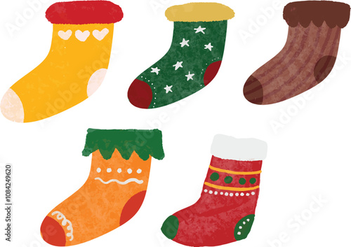 Set watercolor socks stockings christmas xmas