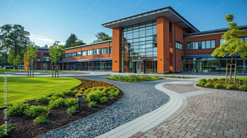 Modern Office Building with Landscaping Modern Office Building with Landscaping