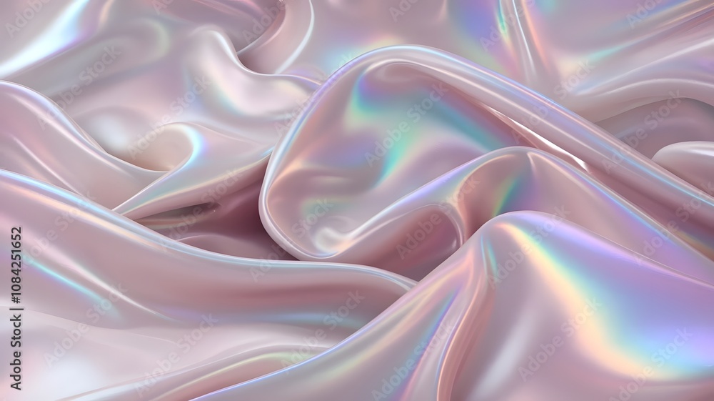 Hologram wavy fabric. Futuristic abstract glossy shiny metallic hologram background. Hologram wavy fabric. Futuristic abstract glossy shiny metallic hologram background.