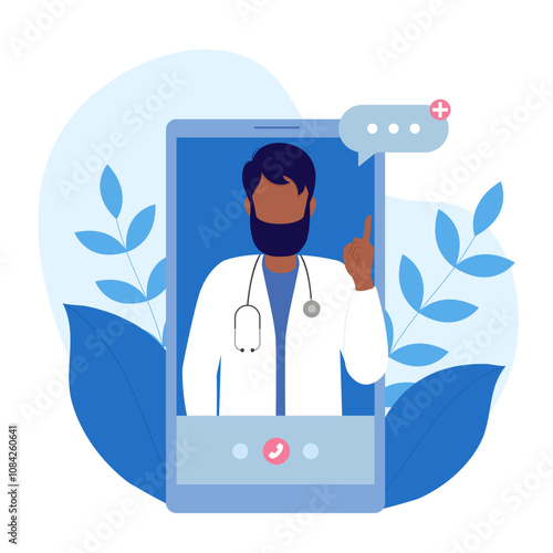 Man doctor icon. Concept - doctor, healthcare. Vector illustration in flat cartoon style.	
