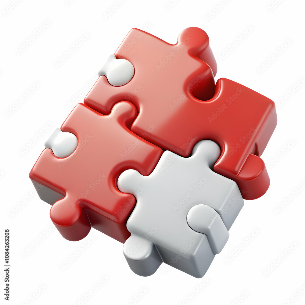 Fototapeta premium Geometric puzzle patterns isolated on white background concept as Geometric puzzle patterns representing structured teamwork and the importance of each member contribution in team building puzzle solv