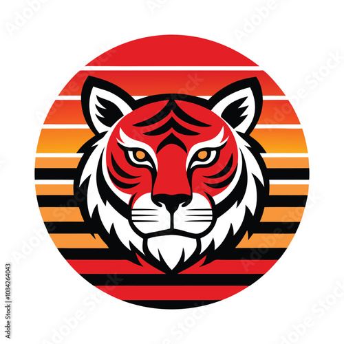 Vintage Tiger Head Vector - Majestic Wild Animal Silhouette with Stripes, Retro Jungle Cat Design for Classic T-Shirt Art