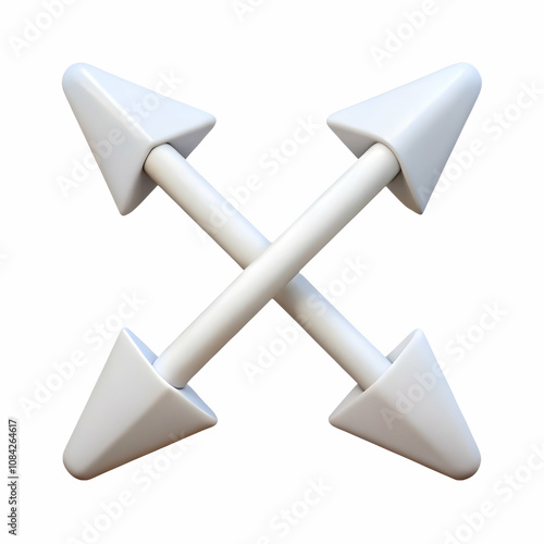 Vector of two arrows crossing in mid air isolated on white background. concept as A bold vector illustration of two arrows crossing each other in mid air symbolizing direction and teamwork during grou