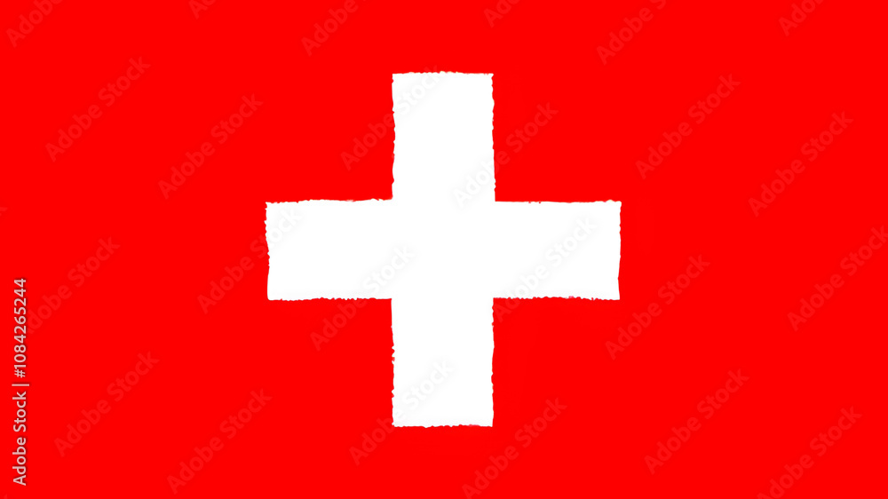 Obraz premium 手描き風のスイスの国旗です。
