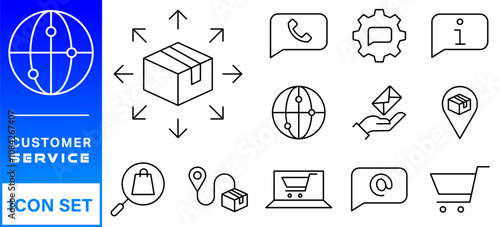 Customer service icon set. Containing customer satisfied, assistance, experience, feedback, operator and technical support icons.