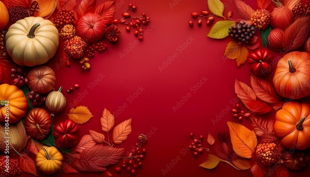 Fototapeta premium thanksgiving day concept with space for text on bright background, autumn and vegetables