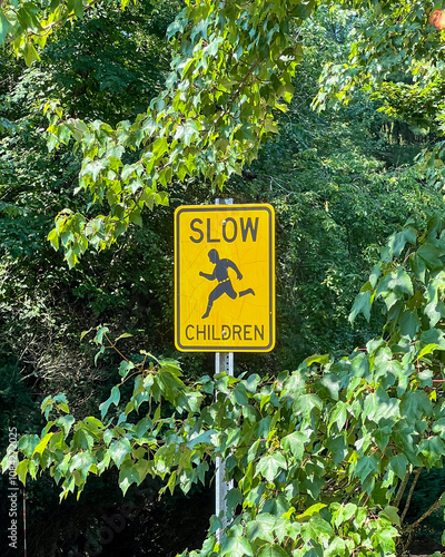 slow children yellow sign