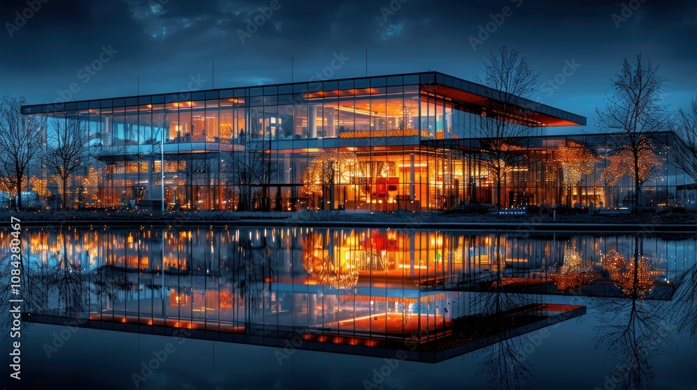 Fototapeta premium Modern Architecture Reflected in Water