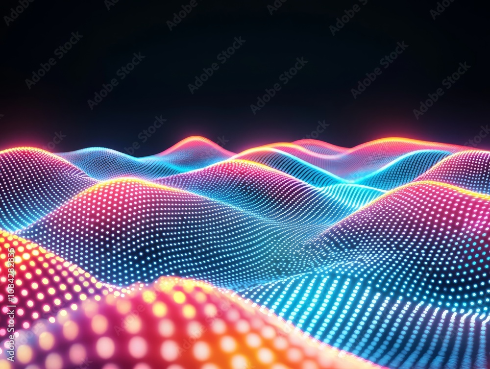 Fototapeta premium Dynamic Luminous Wave Forms in Futuristic Digital Art, Abstract Energy Movement