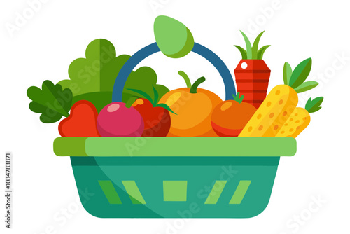 Fresh Basket of Vegetables and Fruits from the Market A Healthy Harvest