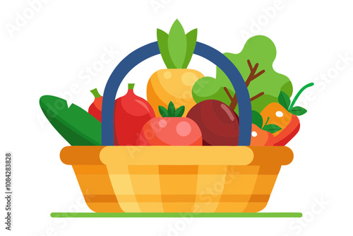 Fresh Basket of Vegetables and Fruits from the Market A Healthy Harvest