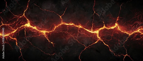 Intense Lava Flow Molten Orange Snake on Dark Volcanic Rock - Dramatic Power and Heat Background for Video Games, Presentations