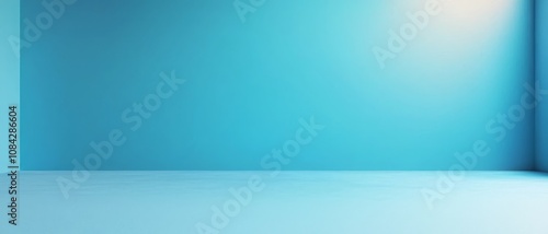 Minimalist Blue Corner Clean Wall and Floor, Serene Empty Space, Digital Background for Design