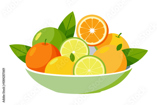Vibrant Citrus Bowl, Lemons, Limes, and Oranges Perfectly Arranged