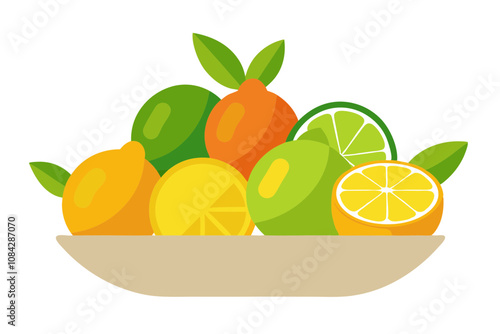 Vibrant Citrus Bowl, Lemons, Limes, and Oranges Perfectly Arranged photo