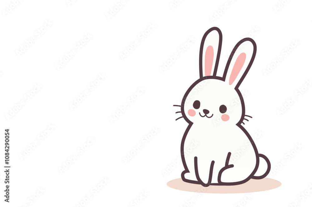 Obraz premium Cute cartoon bunny with white background