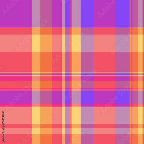 Foot vector texture check, mesh pattern textile fabric. Oriental tartan seamless background plaid in orange and pink colors.