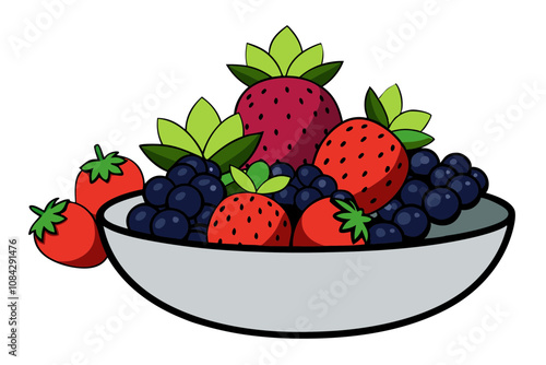 Delicious Mixed Berry Bowl- Strawberries, Blueberries, and Raspberries