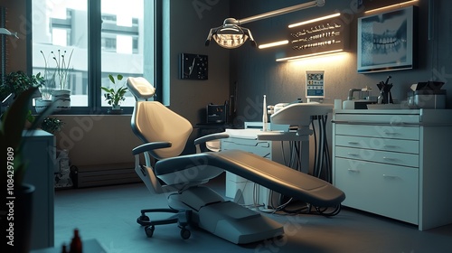 Equipped Dental Clinic with a Modern Seat and Tools photo