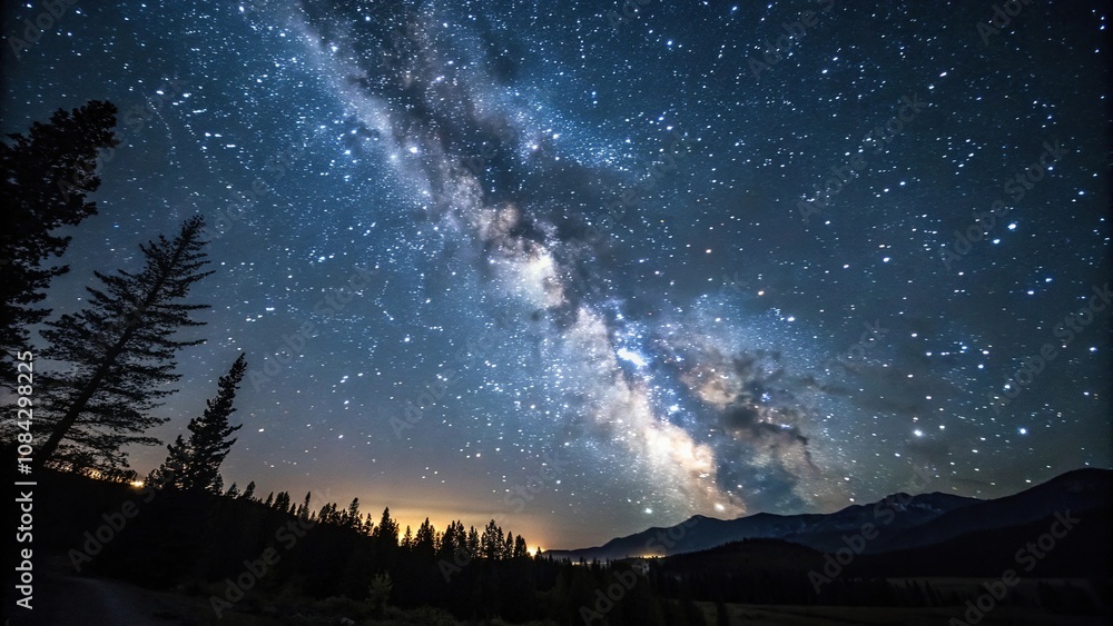 Fototapeta premium Stunning starry night with numerous glittering stars, darkness, stardust, universe, twinkling