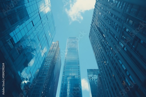 Wallpaper Mural Upward View of Modern City Skyscrapers Against Blue Sky Torontodigital.ca