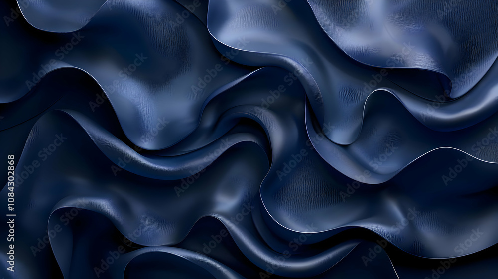 Obraz premium Abstract Blue 3D Background - Wavy Design