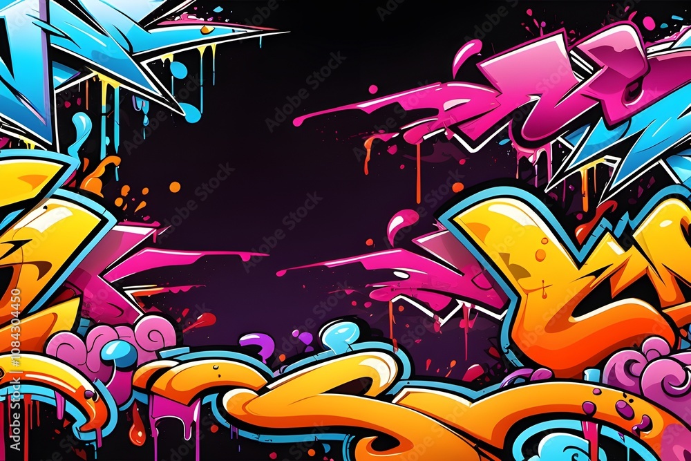 Obraz premium Graffiti Frame Background, Graffiti Border, Graffiti Frame, Graffiti background, Graffiti Art, Graffiti Wallpaper, AI Generative