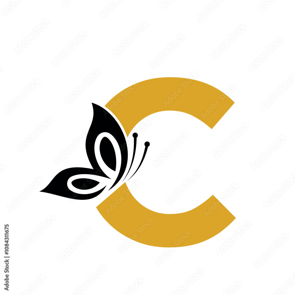 Fototapeta premium Butterfly Logo combine with letter C vector template