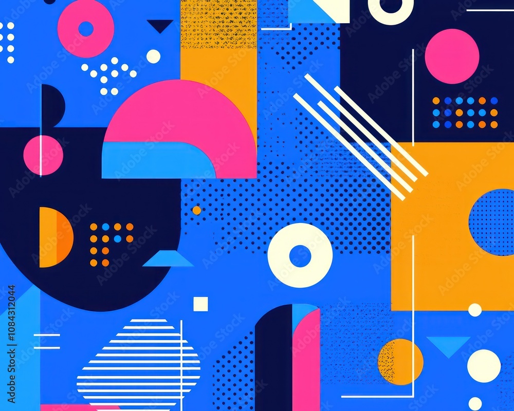 Fototapeta premium Abstract geometric shapes on a blue background
