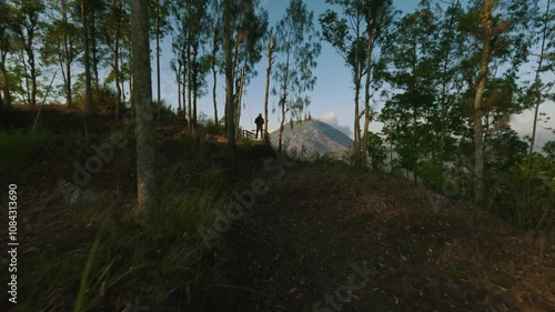fpv drone flight near volcano batur in bali	