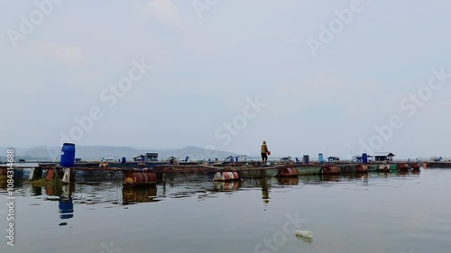 TRADITIONAL FRESH WATER FISH CULTIVATION POND IN WADUK GAJAH MUNGKUR, CENTRAL JAVA, INDONESIA