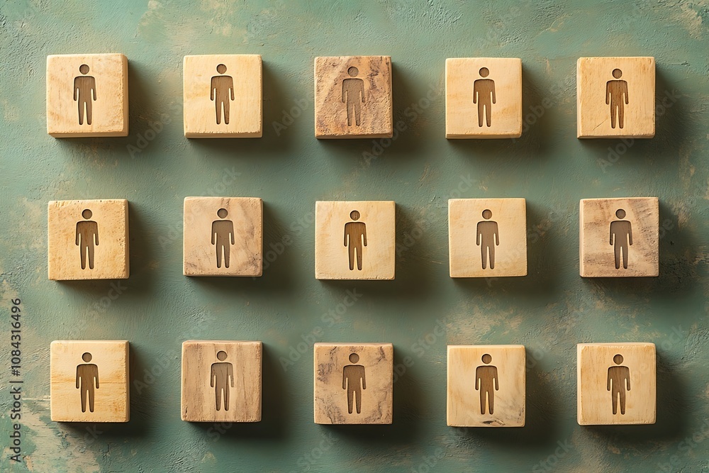 Wooden Blocks Equality Icons Minimalist Graphic Design Wooden Blocks Equality Icons Minimalist Graphic Design