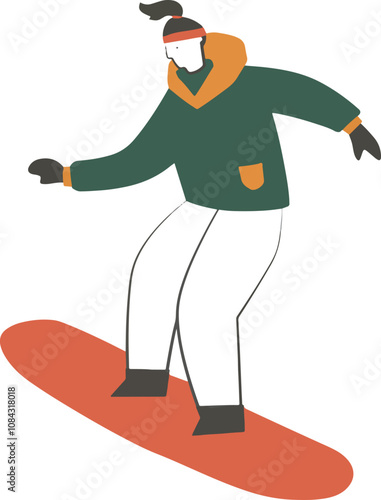 Snowboarder Riding Down a Slope - Winter Sports Illustration