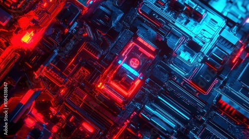 Wallpaper Mural Background gaming abstract neon theme cyberpunk red and blue dynamic technology background wallpaper AI generated image Torontodigital.ca