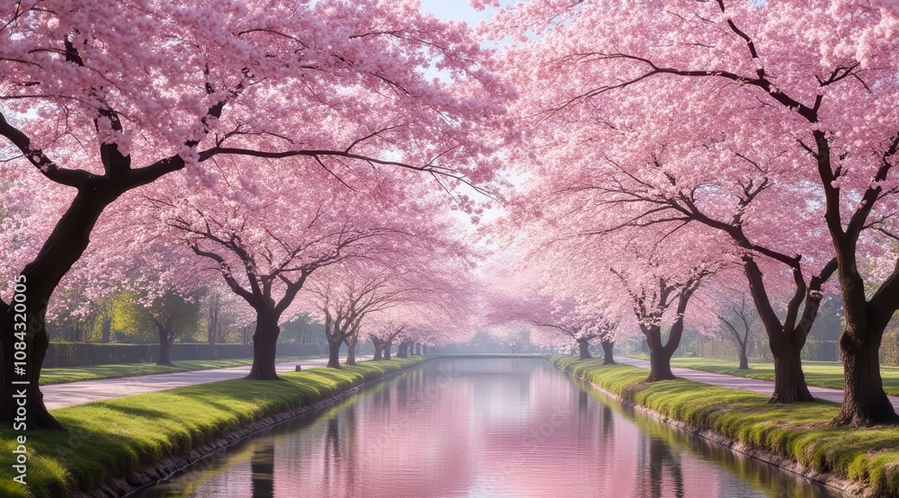 Breathtaking cherry blossom avenue in spring Breathtaking cherry blossom avenue in spring