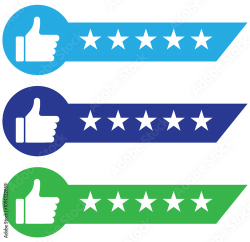 5 stars positive review. Rate icons set. Feedback icon collection. Concept of best ranking. Customer review. Good result. Star, envelope, smiling emoji, like thumb up and speech bubble. 