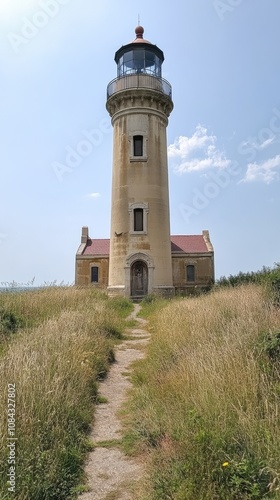 Savudrija lighthouse standing tall on croatian coast in summer photo