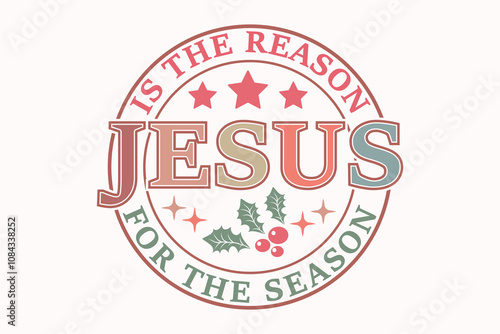 Retro Christmas Christian T-shirt Design