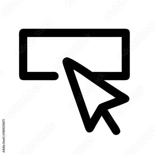 Icon of a cursor clicking a button, symbolizing digital interactions or UI actions.