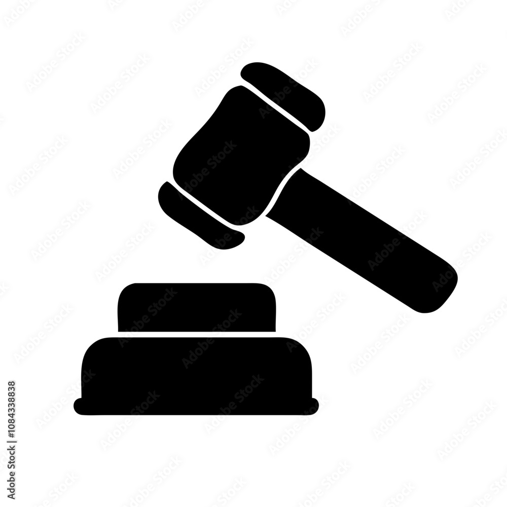 Icon of a gavel, symbolizing law, justice, or decision-making. Icon of a gavel, symbolizing law, justice, or decision-making.