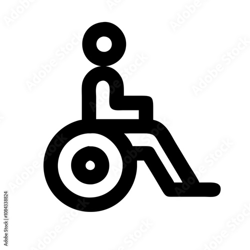 Icon of a wheelchair, symbolizing accessibility or healthcare for the disabled.