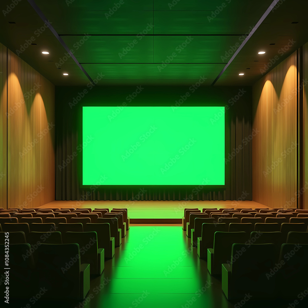 Fototapeta premium empty movie theater TV green 