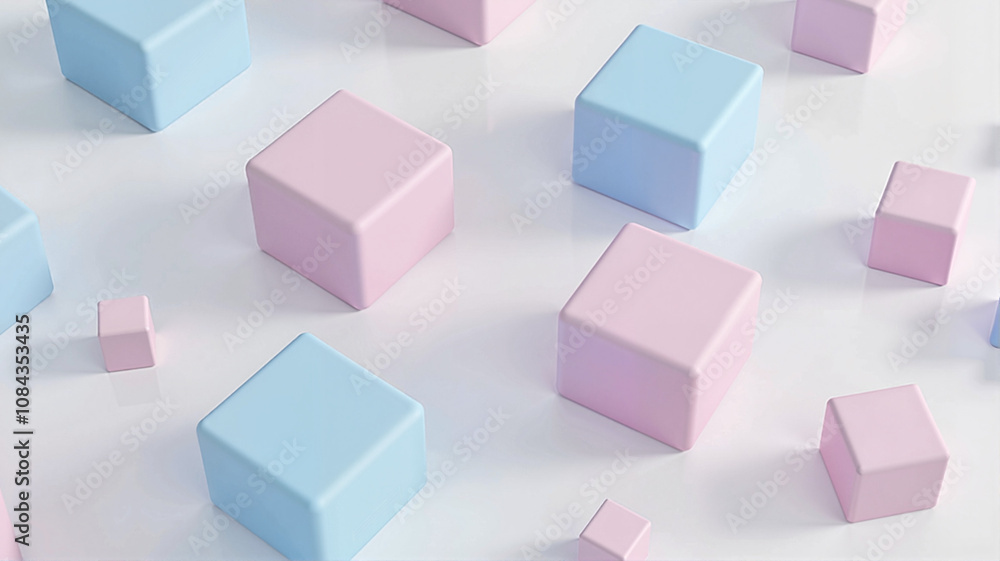 Obraz premium Pastel-colored 3D cubes on soft background