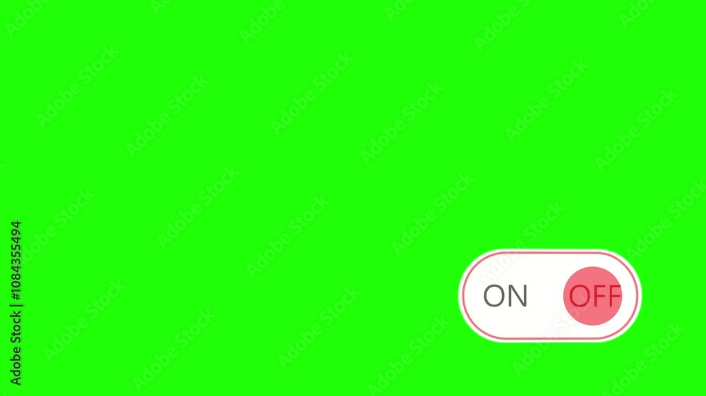 Animated toggle switch on a green screen background set to 