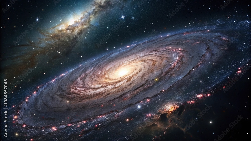 Obraz premium A breathtaking image of the cosmos with swirling black holes and vibrant stars, neutron star, gravitational waves