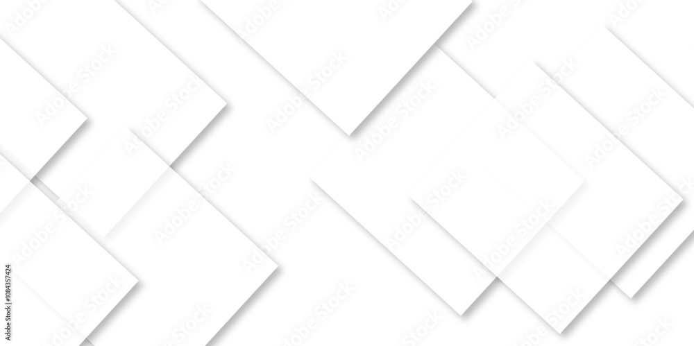 Obraz premium Modern white and gray technology concept diamond triangle geometric line background. Creative design with white boxes and 3d white rectangle business card. soft shadows as pattern, top view. squares.