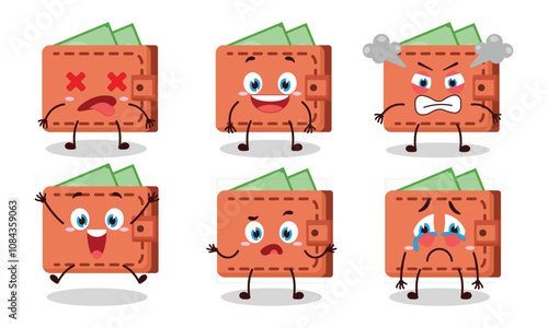 cute wallet with many expressions design illustration
